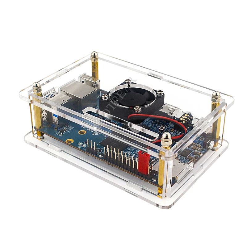 Orangepi OPI 5/5B Acrylic Clear Case with Cooling Fan copper-Heatsinks Option