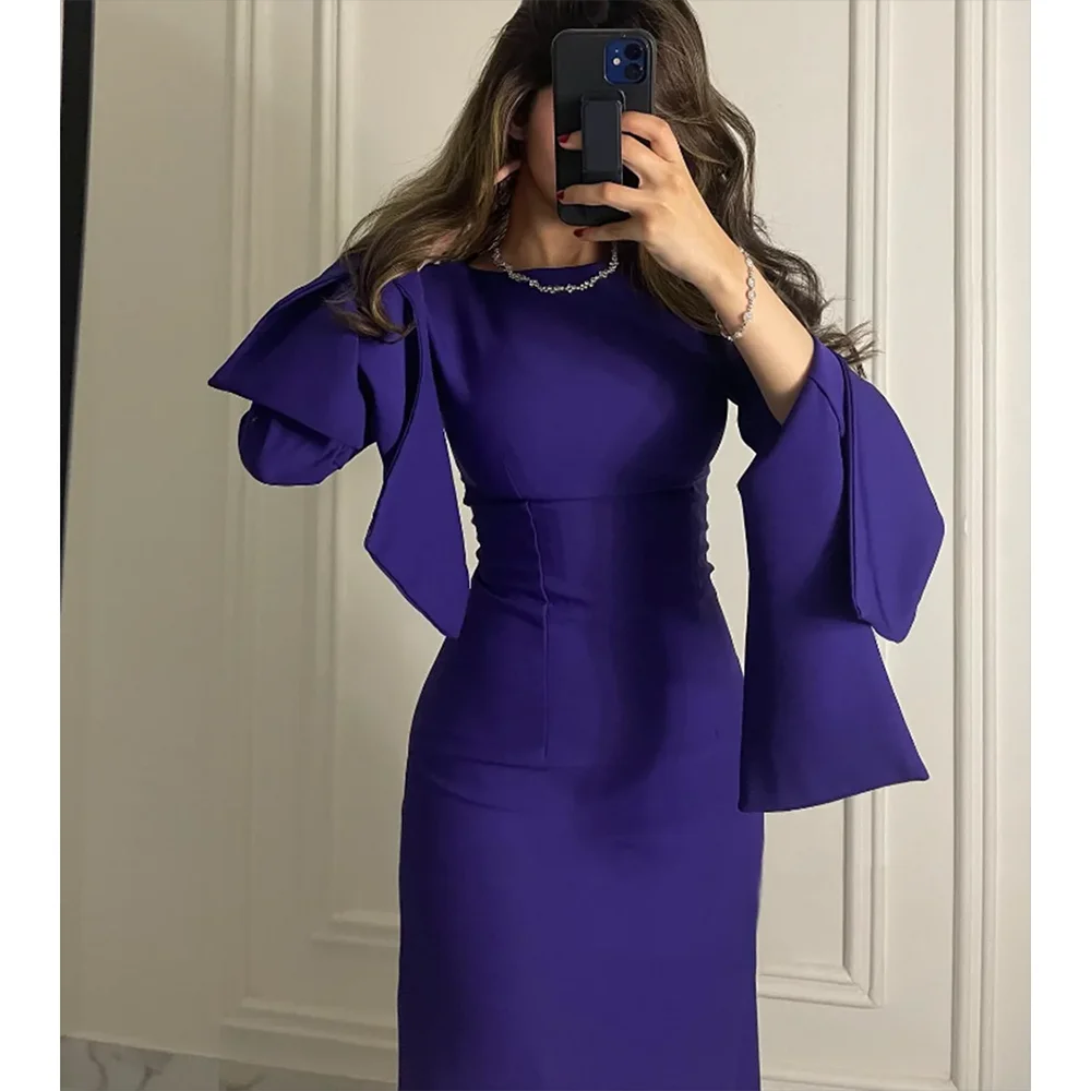 Customized Elegant O-Neck Evening Dresses Long Sleeve Sheath Prom Dresses Floor-Length Unisex Chinese Style Formal Casual Simple