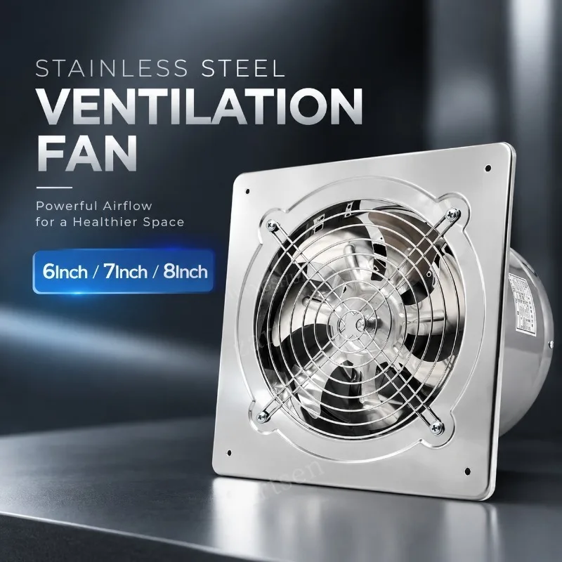 6/8inch Stainless Steel Exhaust Fan Ventilation Electric Extractor Silence Window&Wall Mount Vent Fans for Home