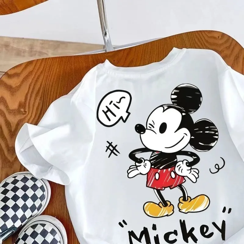 Personalized Disney Mickey children's summer new cute cartoon pattern printing simple fashionable short sleeve soft T-shirt