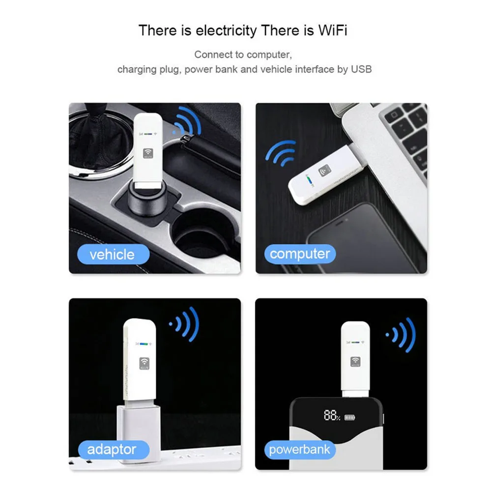 

4G LTE USB WiFi Router 150Mbps Pocket Hotspot with SIM Card Slot Plug and Play European Version for Outdoor Travel