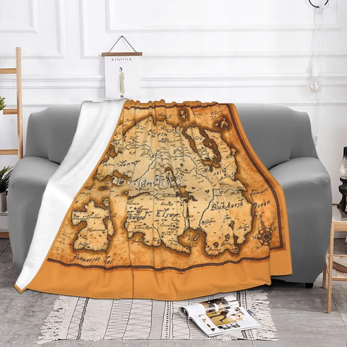 Map Of Tamriel Elder Scrolls IV Oblivion Blanket Bedspread On The Bed Plush Bedspread Queen Bed