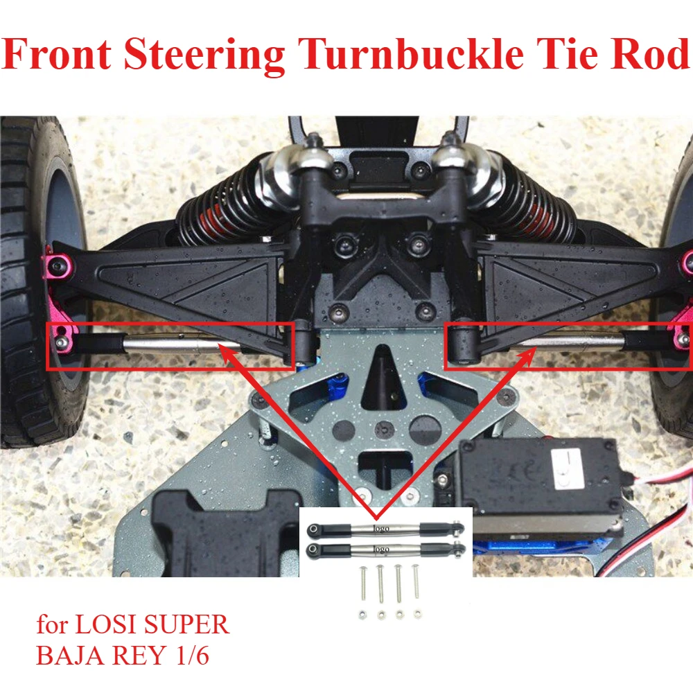 RC Parts Front Steering Turnbuckle Tie Rod Left Right Hand Thread for LOSI SUPER BAJA REY 1/6 Stainless Steel Custom  Accessory