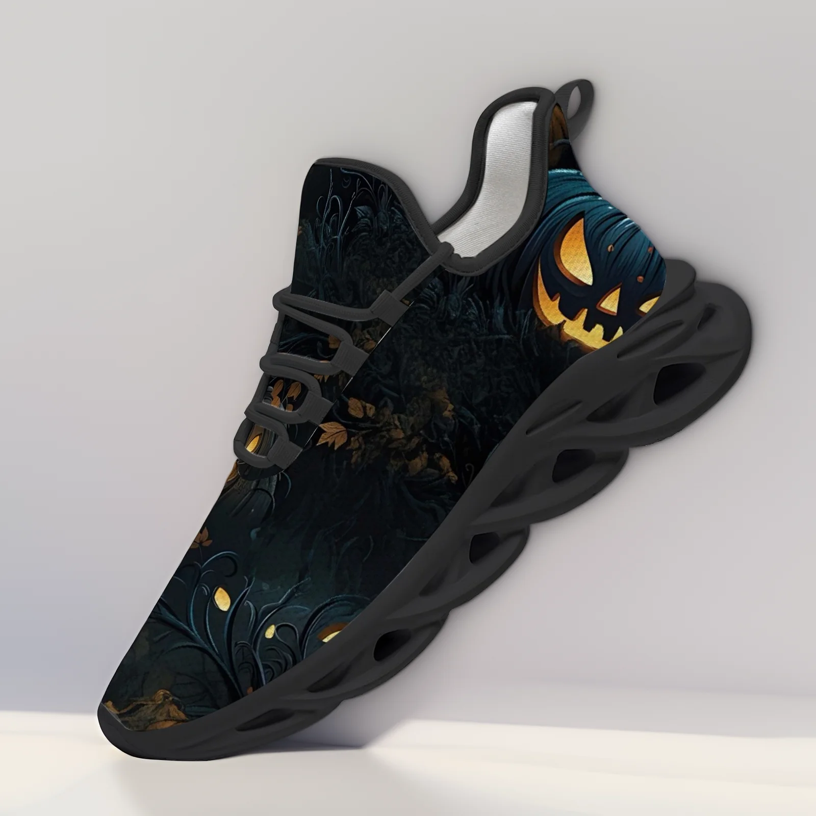 Customized Halloween pumpkin lantern casual sneakers men's and women's running shoes lightweight mesh shoes