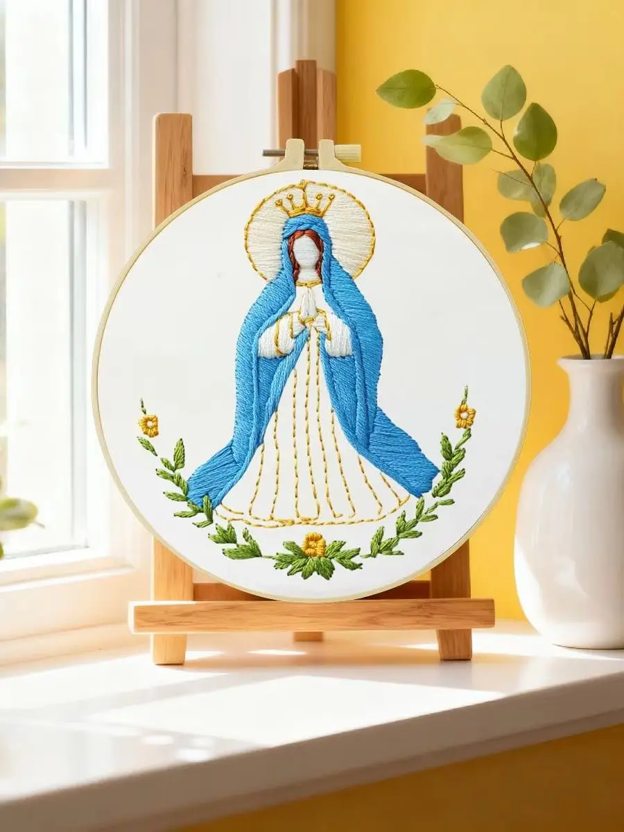 1 Stück 20X20CM/15X15CM 7,87/6,3 Zoll Religiöses Stickerei-Starter-Kit mit der Jungfrau Maria DIY-Kit DIY-Stickerei-Set manualidades – Detail 6