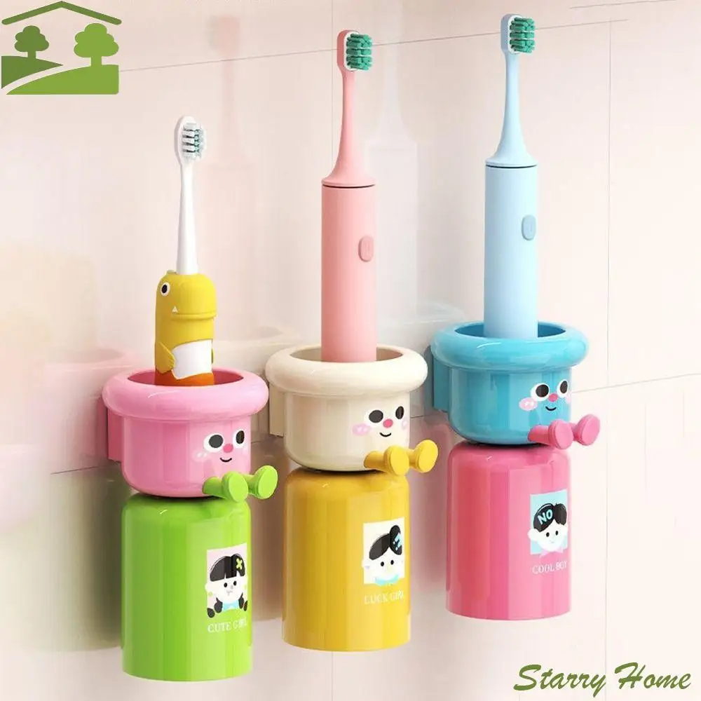 Portavasos magnético para cepillos de dientes de dopamina, soporte decorativo para cepillos de dientes bonito montado en la pared con vaso para enjuague bucal sin perforaciones