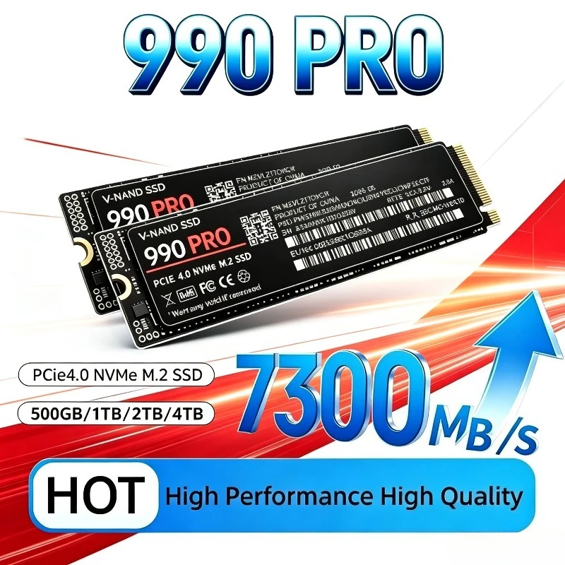 Original 990 PRO SSD 500GB-4TB M.2 NVMe PCIe 4.0, 7.300MB/s Lesegeschwindigkeit für PS5, Gaming-Laptops und Desktop-PCs.