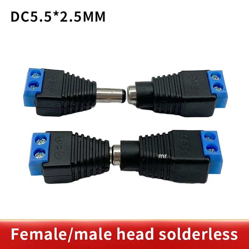 10pcs /5 sets blue  Male + Female 12V 2.1x5.5MM DC Power Jack Plug Audio AUX free welding socket Connector