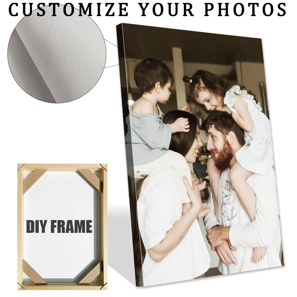 1pc customized canvas poster, with DIY frame or frameless poster， Print your photos on canvas as creative gifts,canvas posters