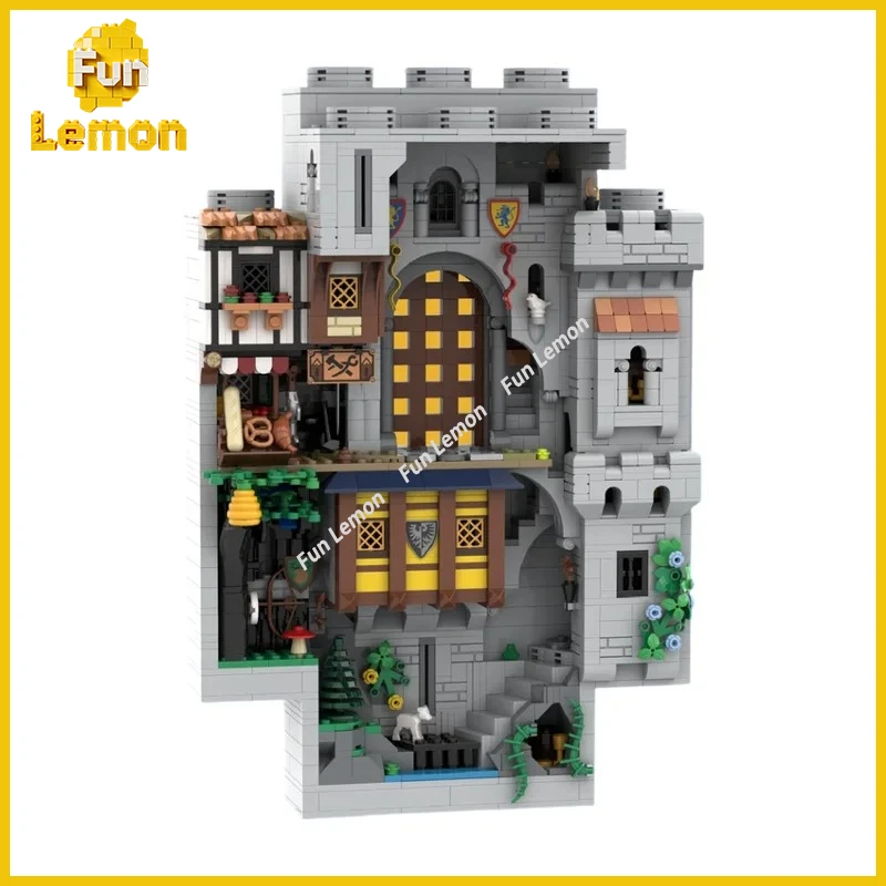 Medieval Fortress Wall Panel MOC Building Bricks, Detailed Ancient Wall Parts for Scene Assembly
