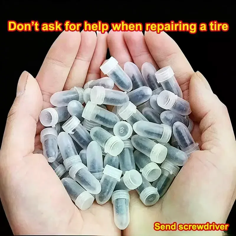 50Pcs Tubeless Tire Repair Rubber Screws With Thickened Design And Quick Repair Function Perfect For Car Motorcycle