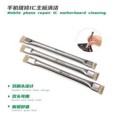 2UUL CL11 Metal Double Head Brush Mainboard IC Cleaning Bristle Brush Weld Disc Extra Hard Cleaning Brush Tool