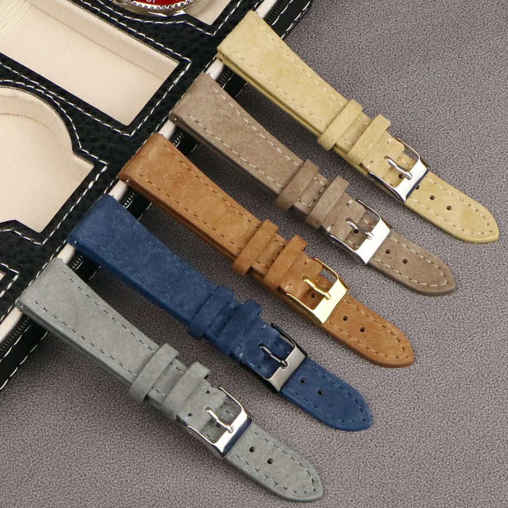 Premium Leather Suede Watch Strap 18mm 20mm 22mm Watchband Gray Blue Brown Watch Bands Quick Release Wristband Belt Accessories