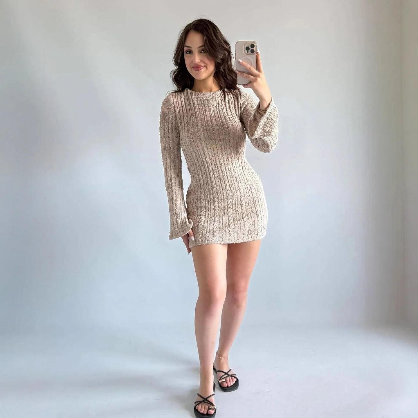 

Весенний вязаный свитер, женский свободный свитер с длинным рукавом, полукруглый вырез, повседневный элегантный топ, европейский и американский стиль