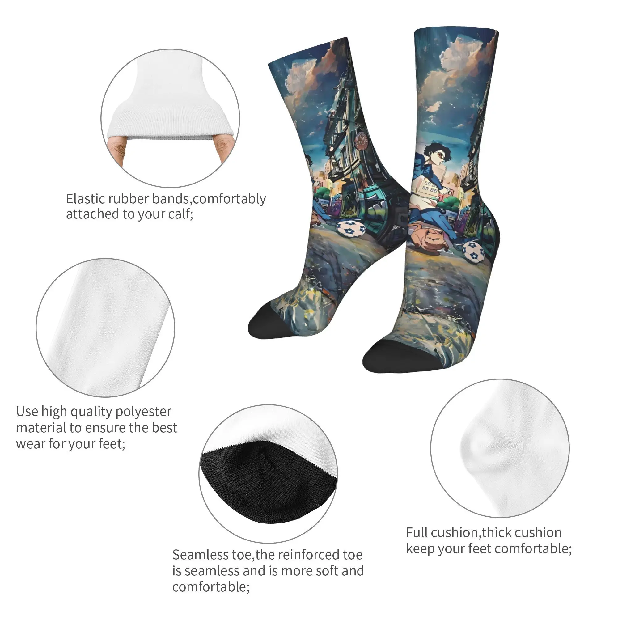 Blue Lock Anime Socks  Fashion Stockings Men Warm Soft Running Socks Autumn Printed Anti-Slip Socks