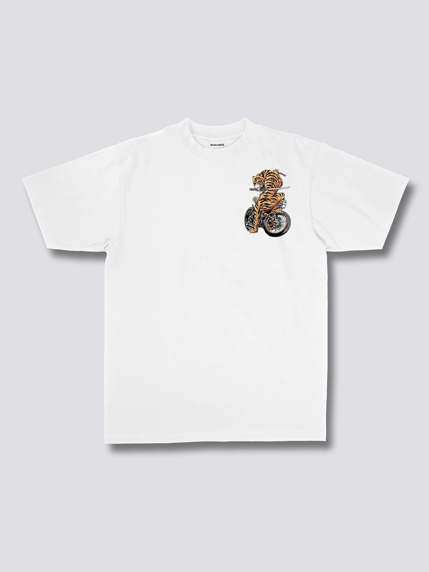 Katana Tiger Print Short-sleeved T-shirt Hip-hop Casual Streetwear T-shirt Male Hipster 2026 Summer 100% Cotton Top Tee
