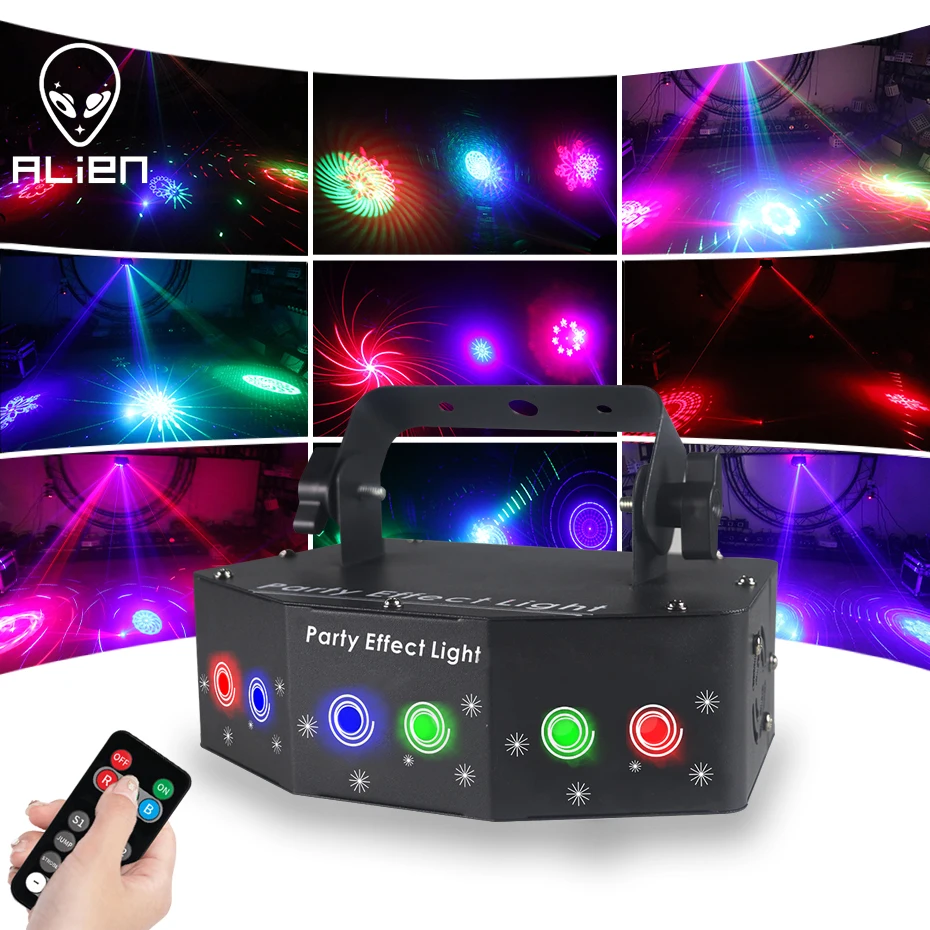 ALIEN 120 Patterns RGB Disco DJ Laser Light Projector DMX Remote Stage Lighting Effect for Xmas Party Holiday Dance Wedding Lamp