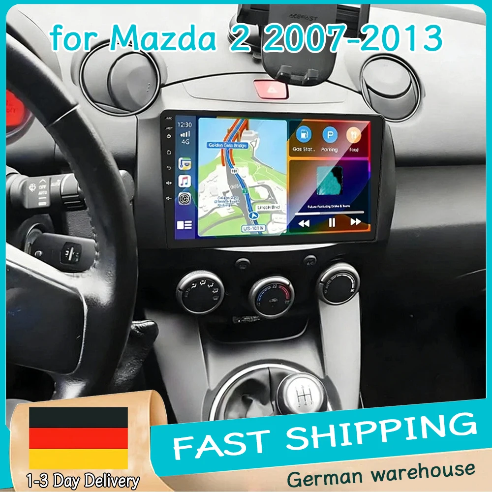 4GB+64GB Autoradio-Player 9 Zoll für Mazda 2 2007-2013 Android15 GPS-Navigation Haupteinheit FM/RDS mit Carplay Android Auto WLAN