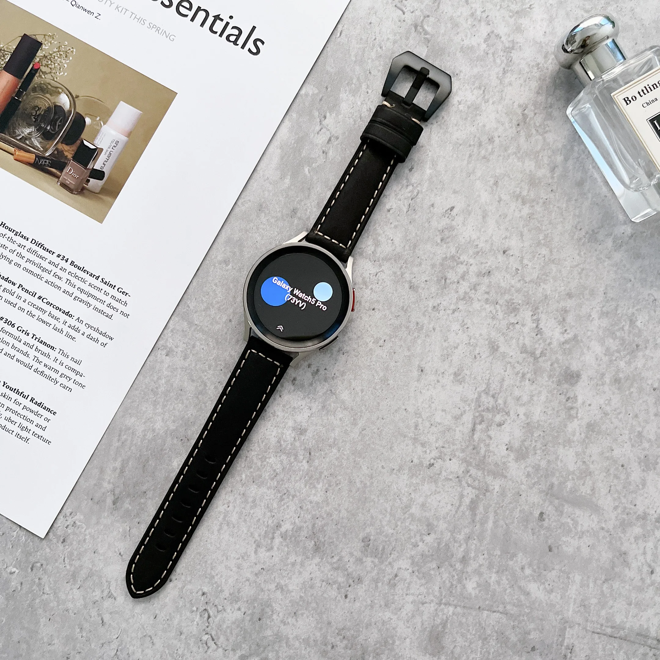 Pulseira de couro fosco para samsung galaxy watch 5 cinta 40mm/44mm e pulseira watch5pro