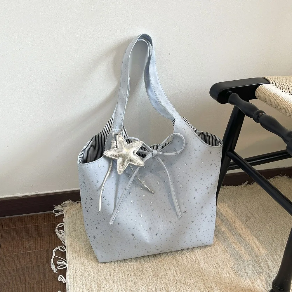 New Star Glitter Handheld Shoulder Bag Large Capacity Light Weight Crossbody Bag All-match Advanced Sense Tote Bag Commuting