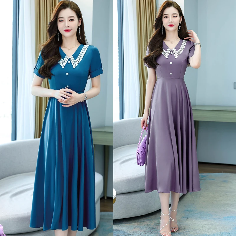 Satin Cao Cấp Acetate Midi Đầm Mùa Hè Nữ Tay Ngắn Thanh Lịch Bodycon ĐẦM DỰ TIỆC 2022 Vintage Nữ Công Sở Đêm Vestidos