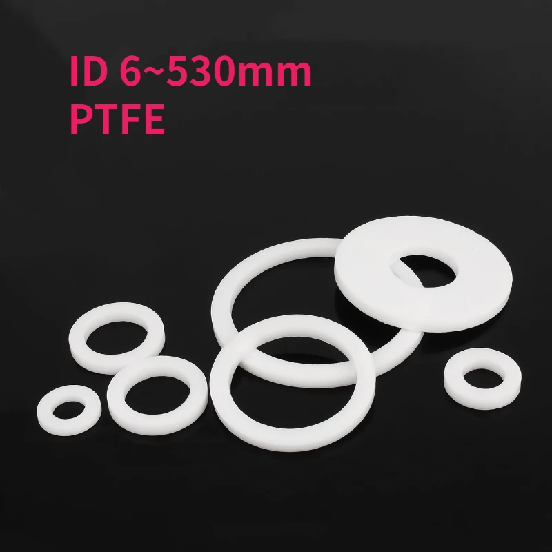 1~100pcs PTFE Gasket Flat Washer Thickness 2/3mm ID 6mm~530mm High Temperature Resistance Spacer for Water Pipe Joint OD*ID*CS