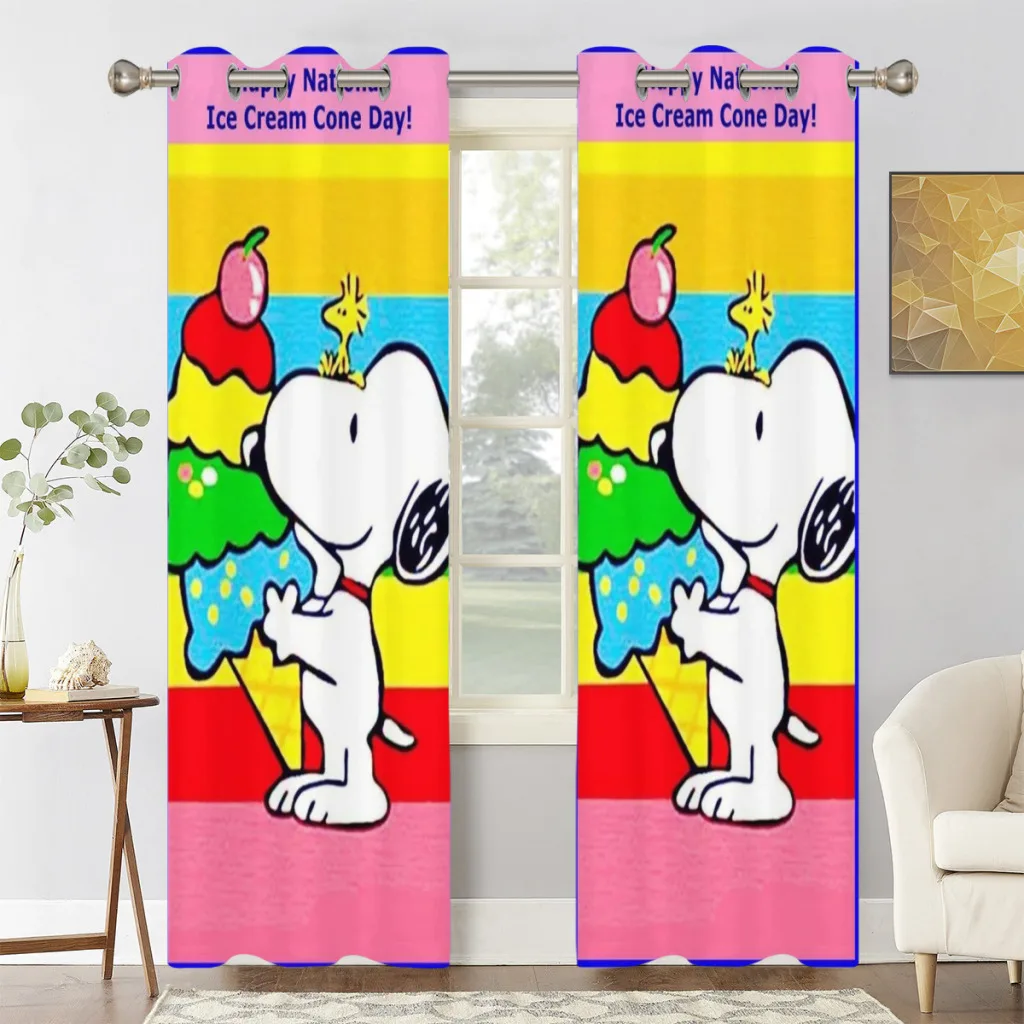 Snoopy Peanuts 2 PC Blackout Windows Curtain  for Living Room Bedroom Bathroom Curtains