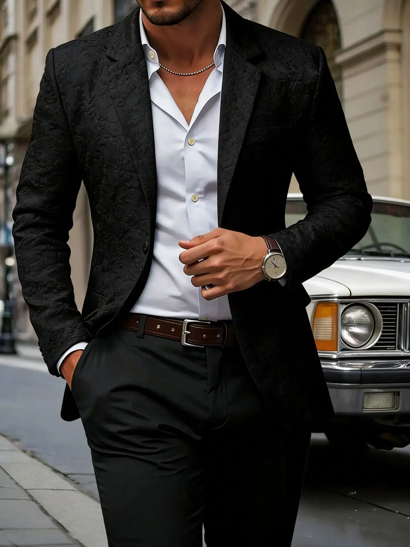Costumes d'affaires blancs pour hommes, pour fêtes décontractées, costumes élégants en jacquard, vêt