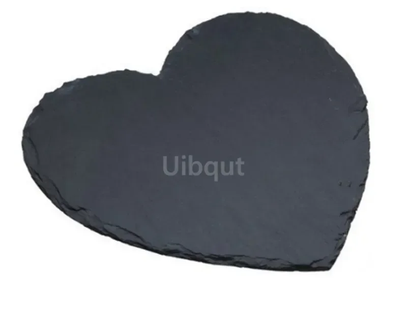 Tray Solid Black Natural Slate Heart Dinner Shaped Wedding Plate Barbecue Cake Tray Stone Sushi Dinner Cheese Pizza Flat Food