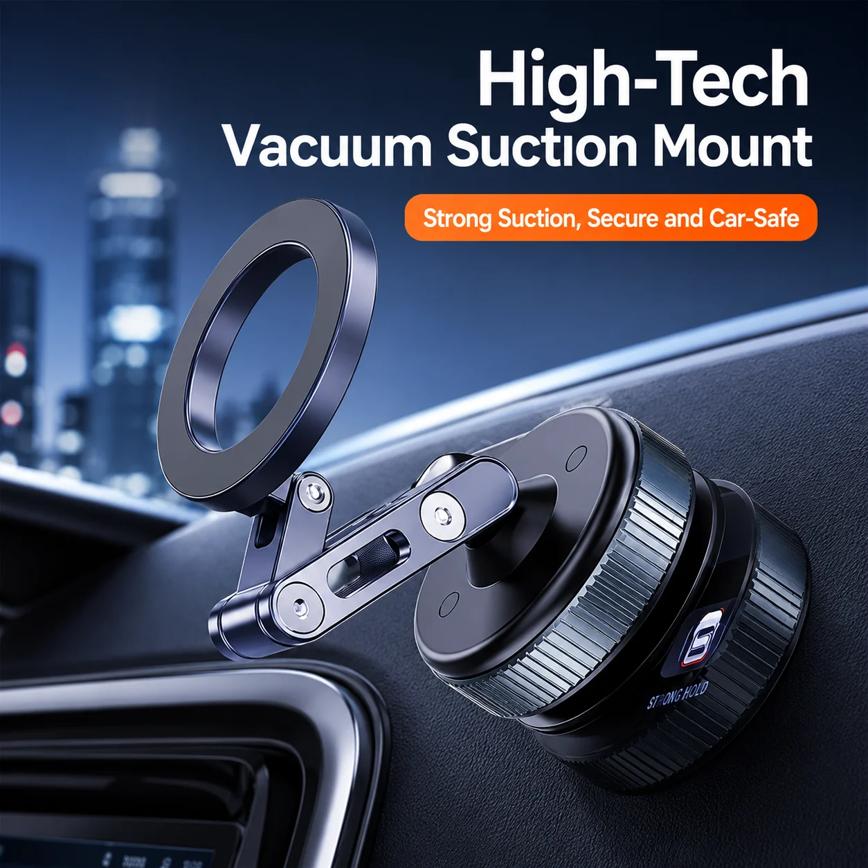 Boneruy Magnetic Vacuum Car Phone Holder Aluminum Alloy 3-Axis Foldable 360° Rotating Dashboard GPS Mount for iPhone Android