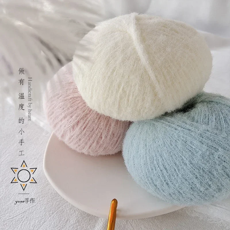 3 buah/40g berbulu sedang halus benang wol Crochet boneka syal jepit rambut buatan tangan DIY bahan rajut garis 117M