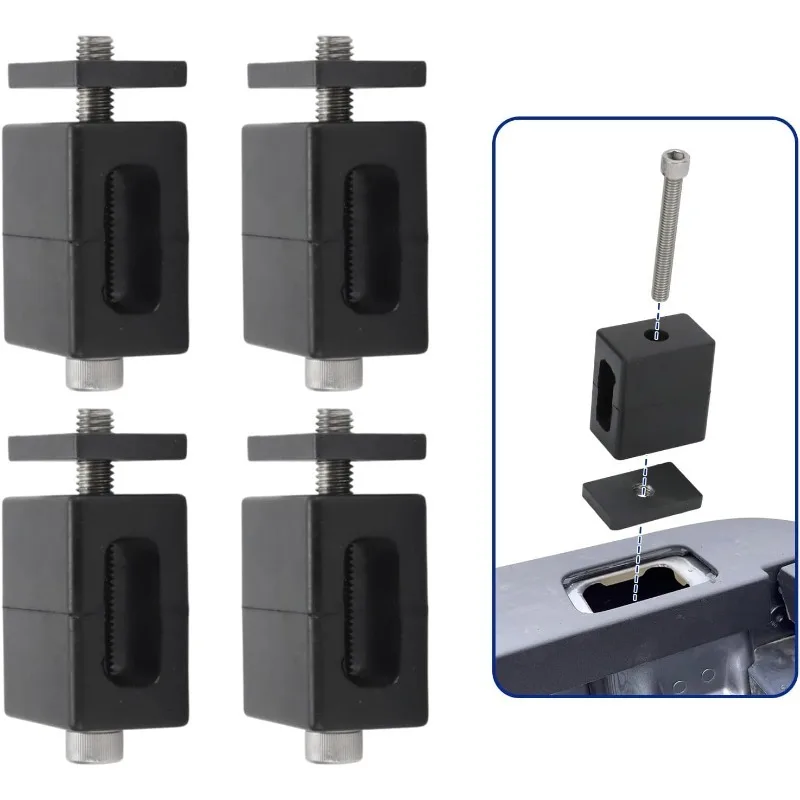 4pcs/Set Truck Bed Stake Pocket Mounting Kit Truck Bed Tie‑Down Anchor Fixing Brackets with Rubber Pads