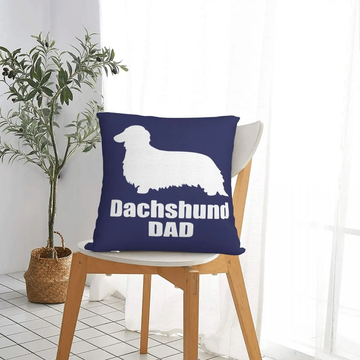 Long Haired Dachshund Dad Pillowcases Polyester Couch Sausage Doxie Dog Lover Cushion Cover Creative Throw Pillow Case 45*45