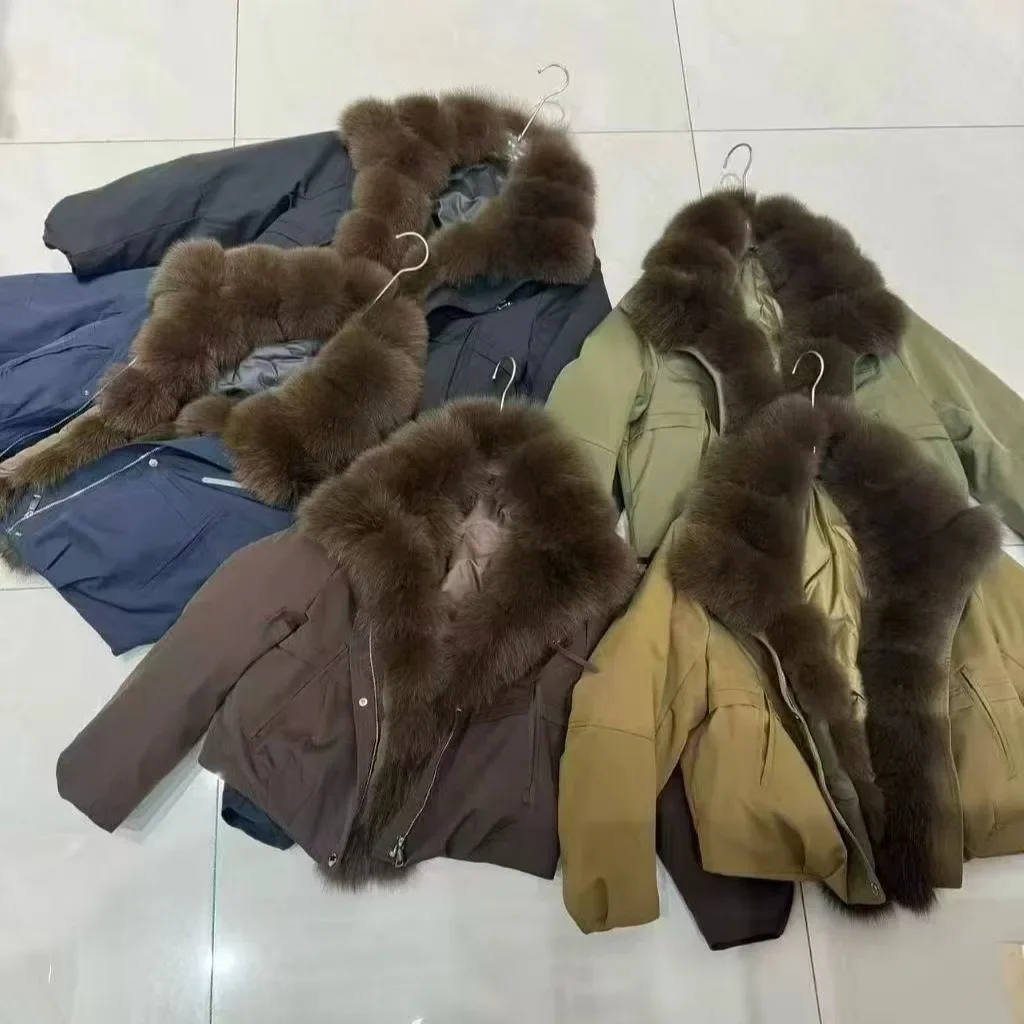 OFTBUY Big Fox Fur Spliced Parkas Winter Warm Thick Women's Coat Loose Duck Down Clothes Women Short Jacket with Fur for Women