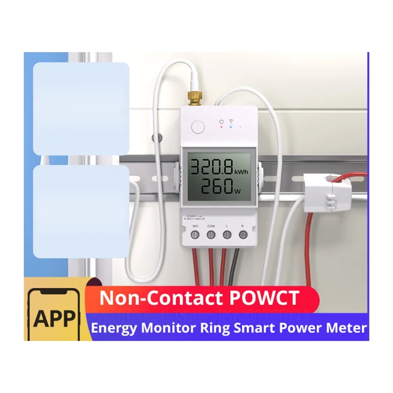 AA84 POWCT Ring Smart Power Meter ESP32 Chip Current Transformer 100A Energy Monitor Contacter Control Works With Alexa IFTTT