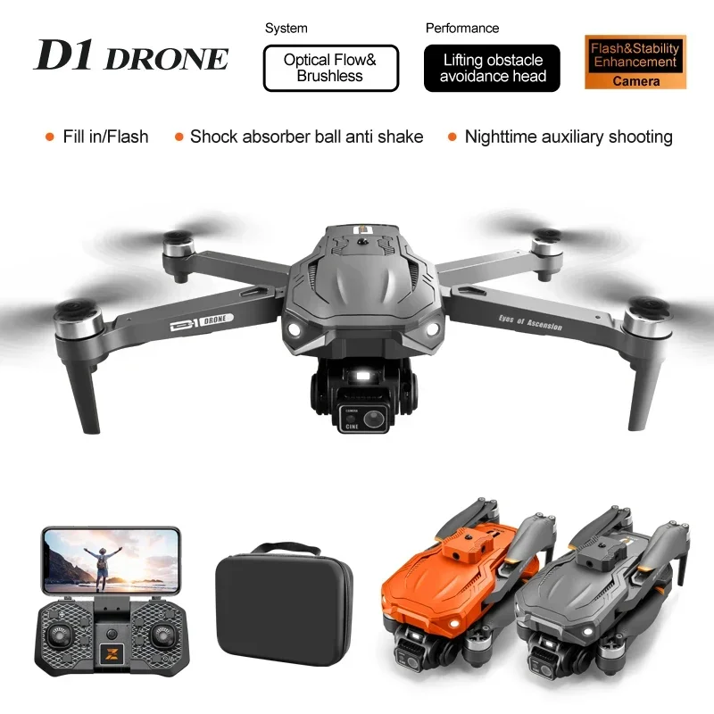 D1 Drone 4K Professional HD Dual Camera Dron WIFI FPV Optical Flow Brushless UAV Lifting Obstacle Avoidance RC Quadcopter Toys