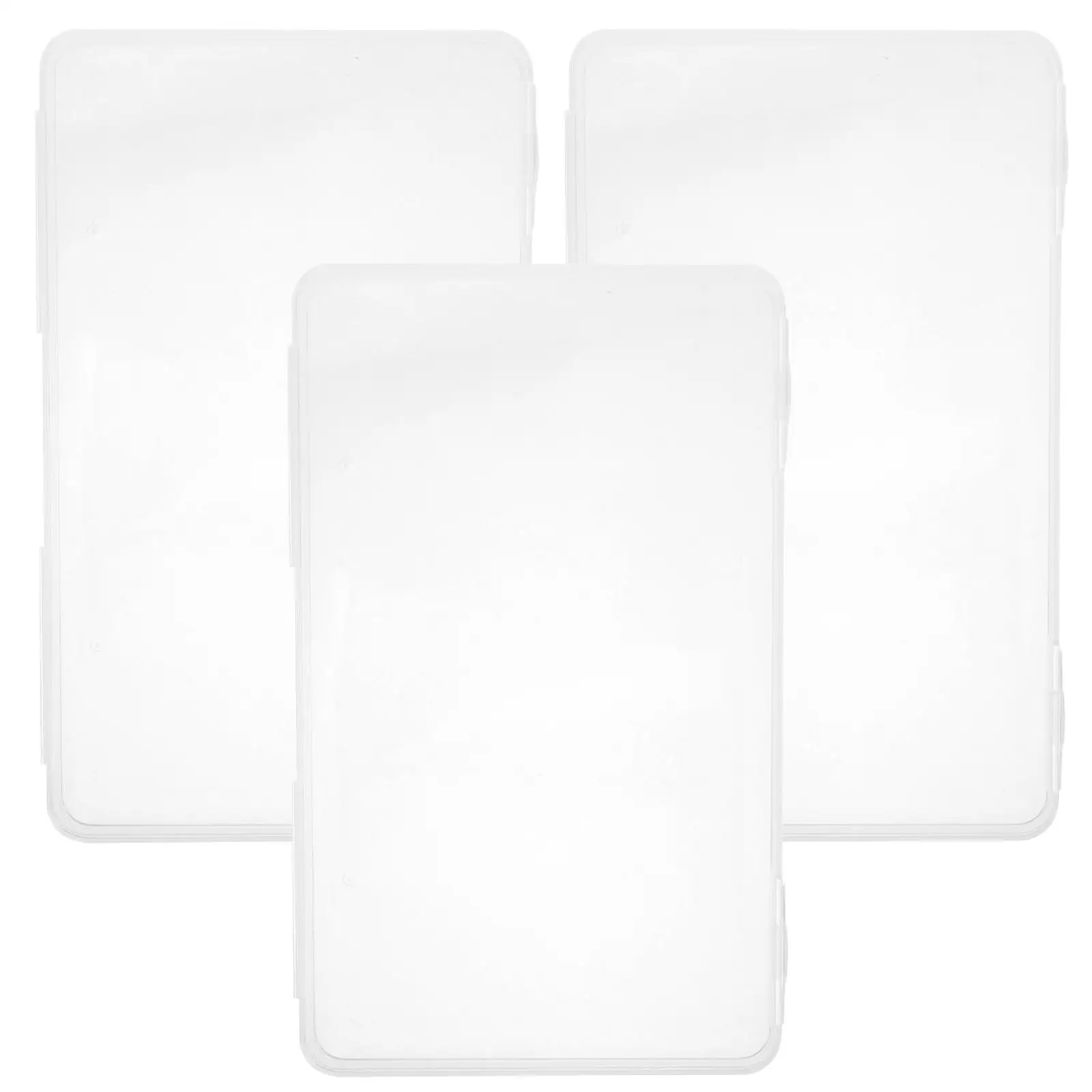 

3 Pcs ID Storage Box Business Card Holder Clear Plastic Cover Photo Organizer Cases Credit Card Keeper Containers