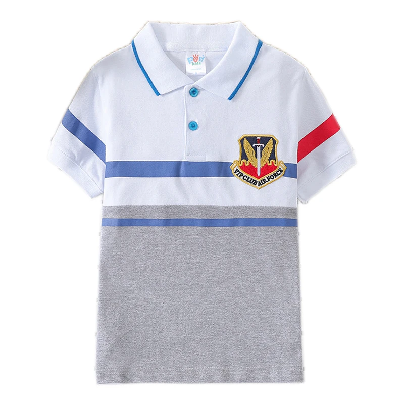 

Boys T-shirt Summer Short Sleeve Children Clothing Cotton Turn-down Collar Fashion Tees Kids Breathable T-shirt Teenager Tops