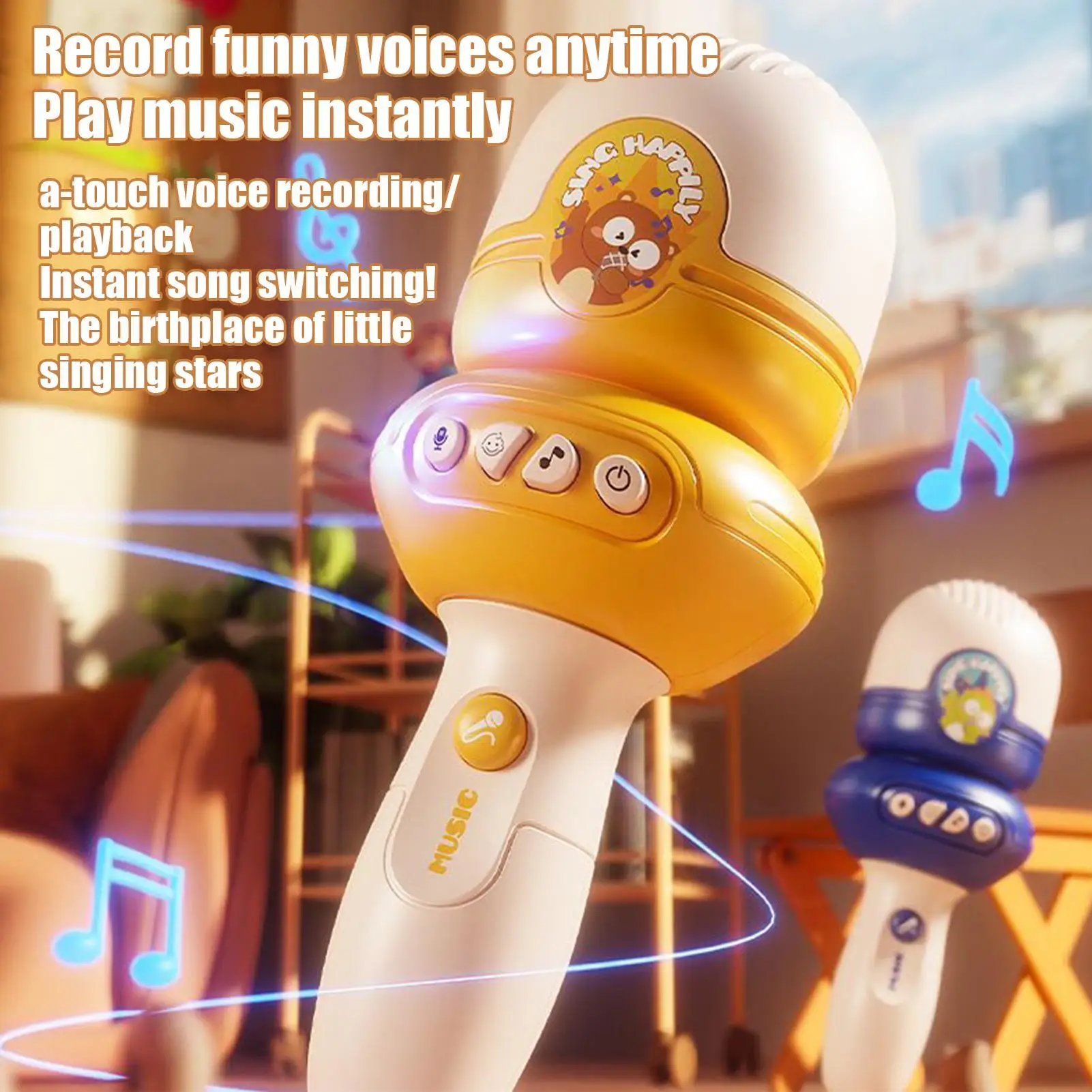 ไมโครโฟนคาราโอเกะสำหรับเด็ก ลำโพงเปลี่ยนเสียงเด็ก ของเล่นเปลี่ยนเสียงร้องเพลง พร้อมฟังก์ชั่นบันทึกเสียง สำหรับเด็กอายุ 3 ขวบ