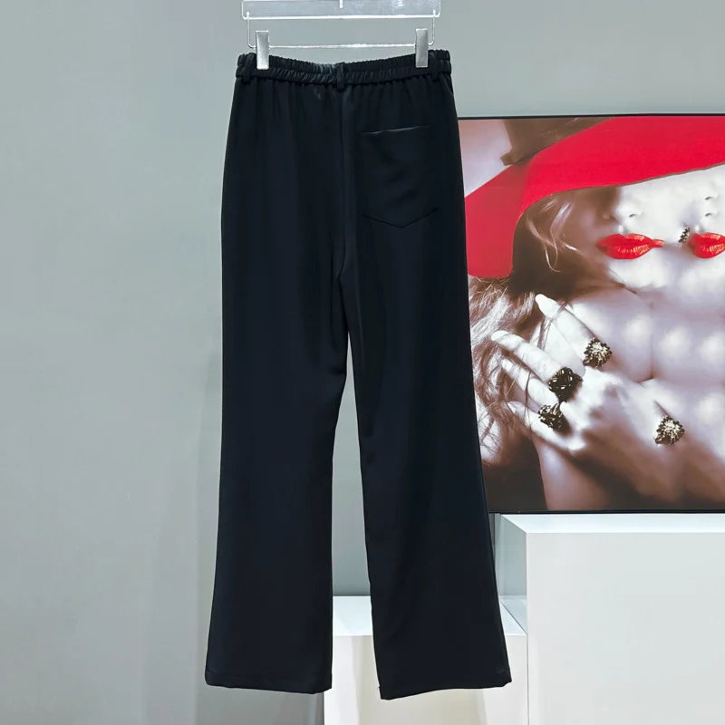 WVGA ฤดูใบไม้ผลิฤดูใบไม้ร่วงผู้ชายใหม่ Y2K High Street Draped Design Soild สีหลวม Chic เอวสูงสบายๆตรงกางเกง INS W8061