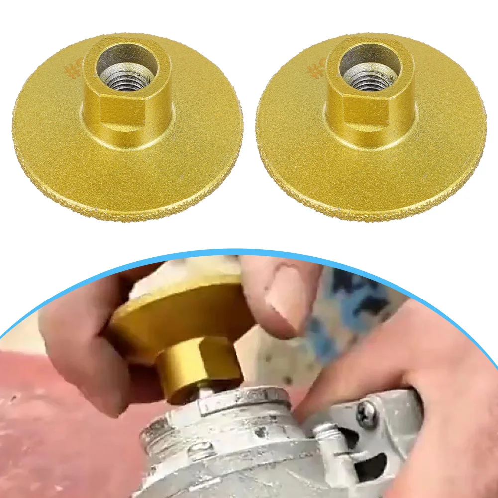 

2pcs M10 Brazed Flat Grinding Head Marble Stone Countertop Trimming Polishing Disc Power Tool Replacement Accessories