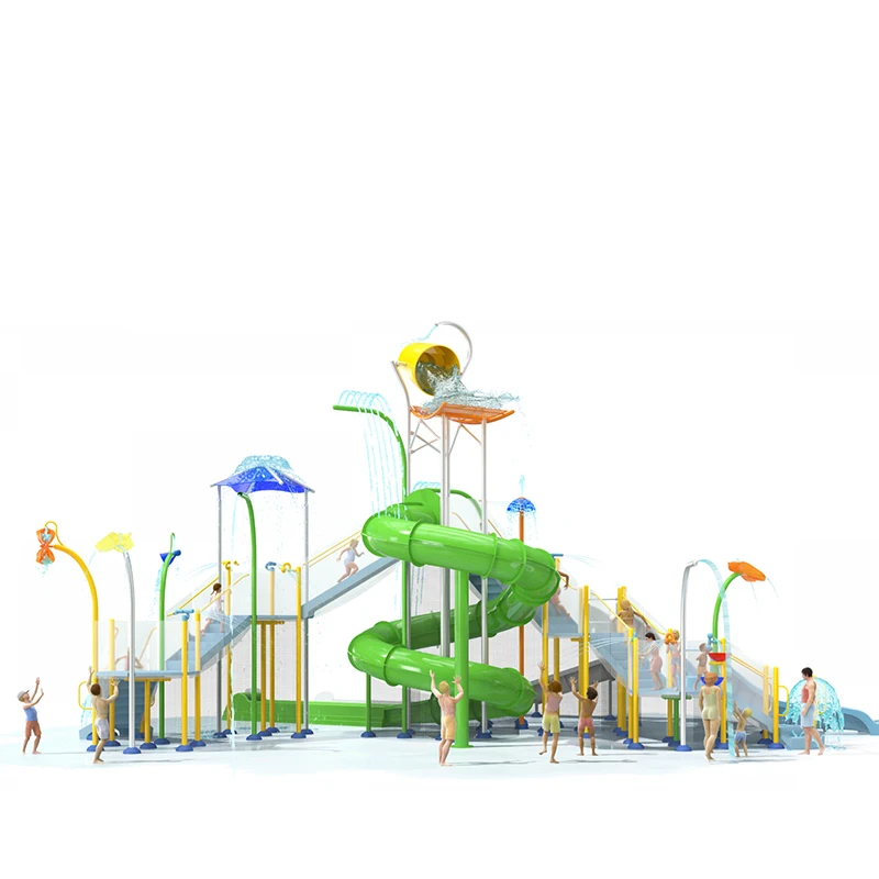 ia-Large Commercial Water Play Structure | Interactive Aqua Park with Spiral Slide#