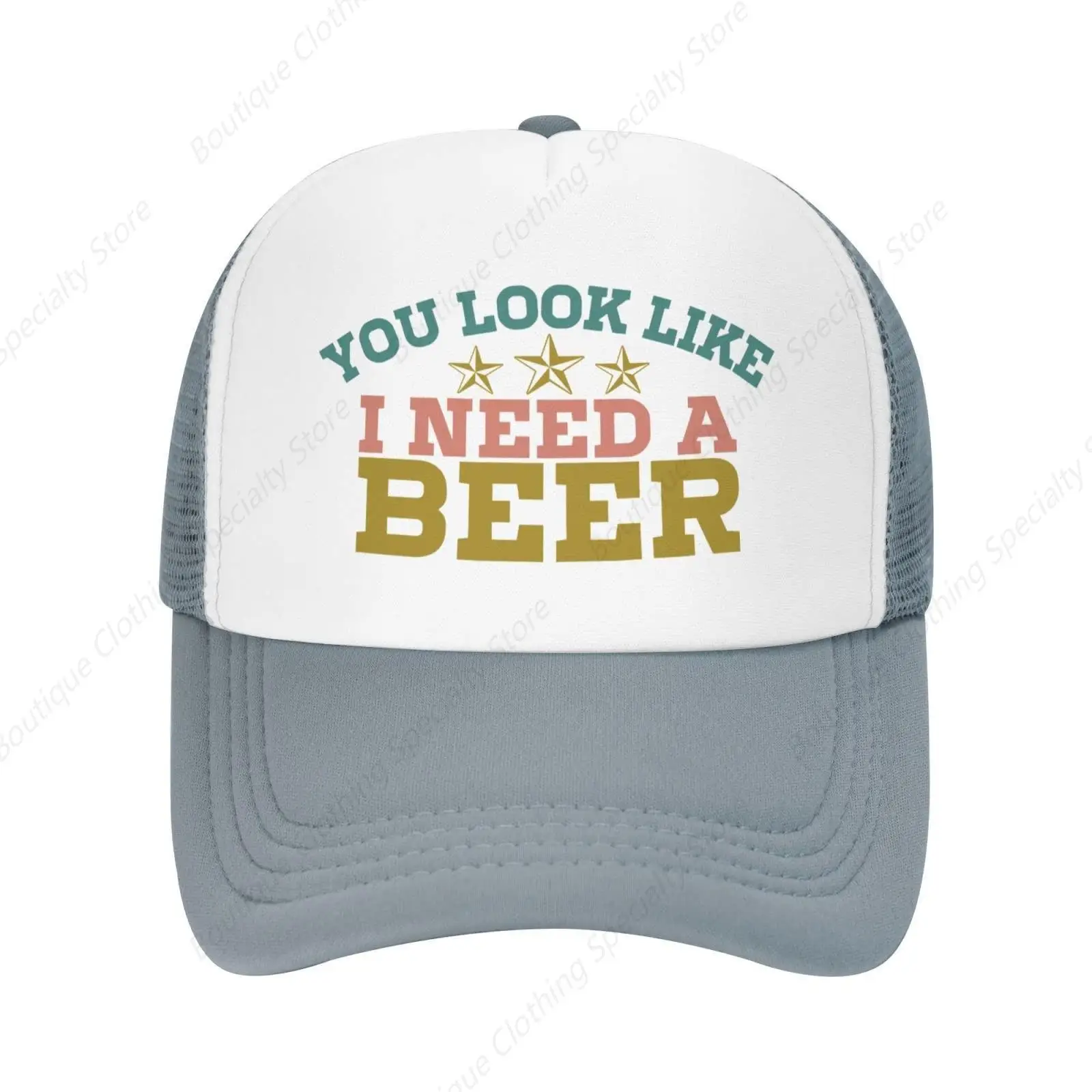 You Look Like I Need A Beer Unisex Adult Trucker Cap Hat dla mężczyzn Kobiety Letnie oddychające czapki plażowe Pasują do mężczyzn Regulowany kapelusz