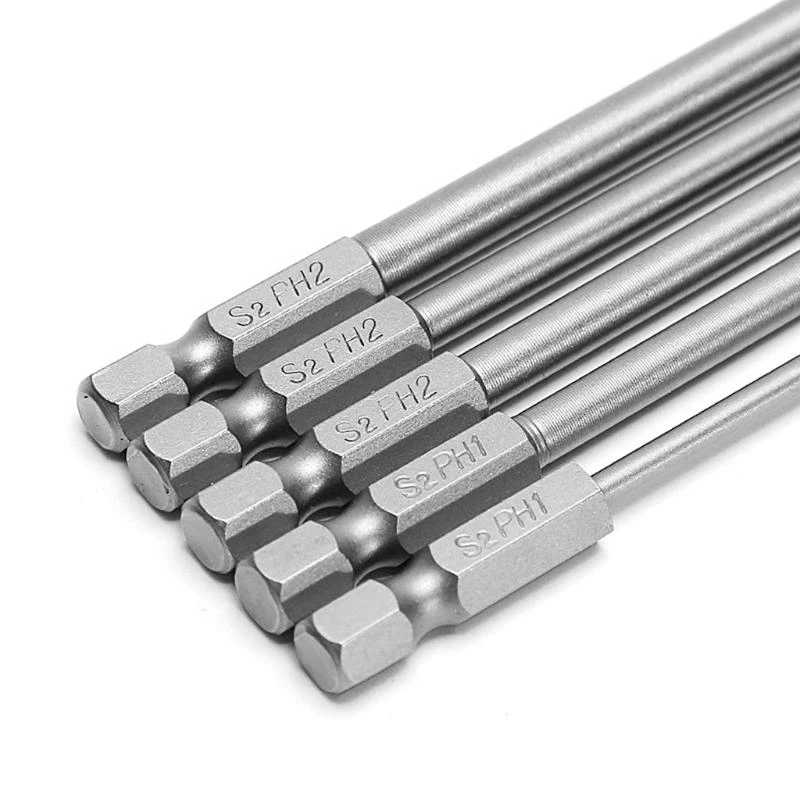

L9BE 5 Pcs 1/4'' 150mm Long S2 for Cross for Head PH1 PH2 Electric Screwdriv