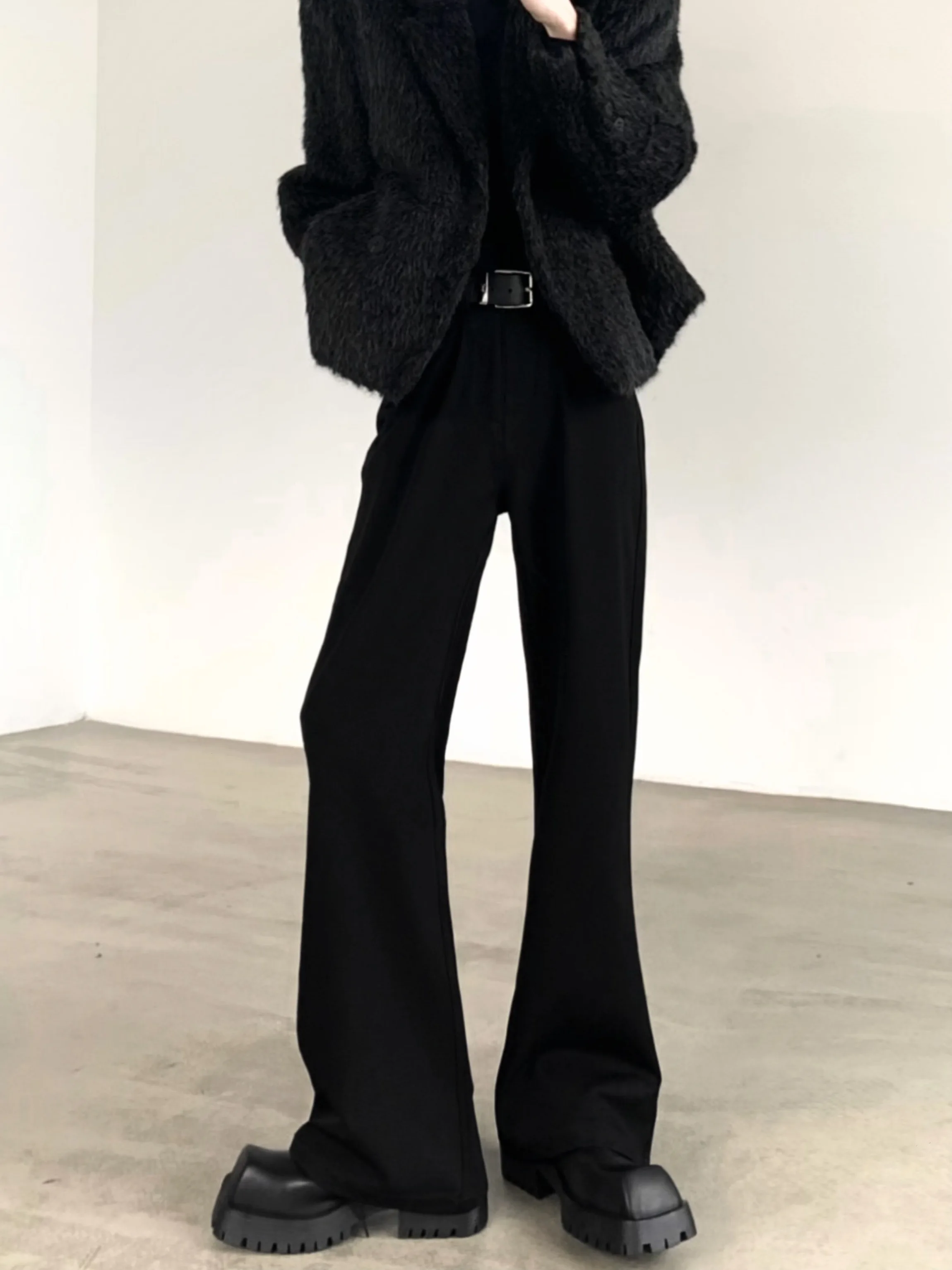 Black Micro Flare 517 Style Men's West Pants CleanFit Drapey Commute High-End Casual Trousers Autumn Mountain Wind Classic