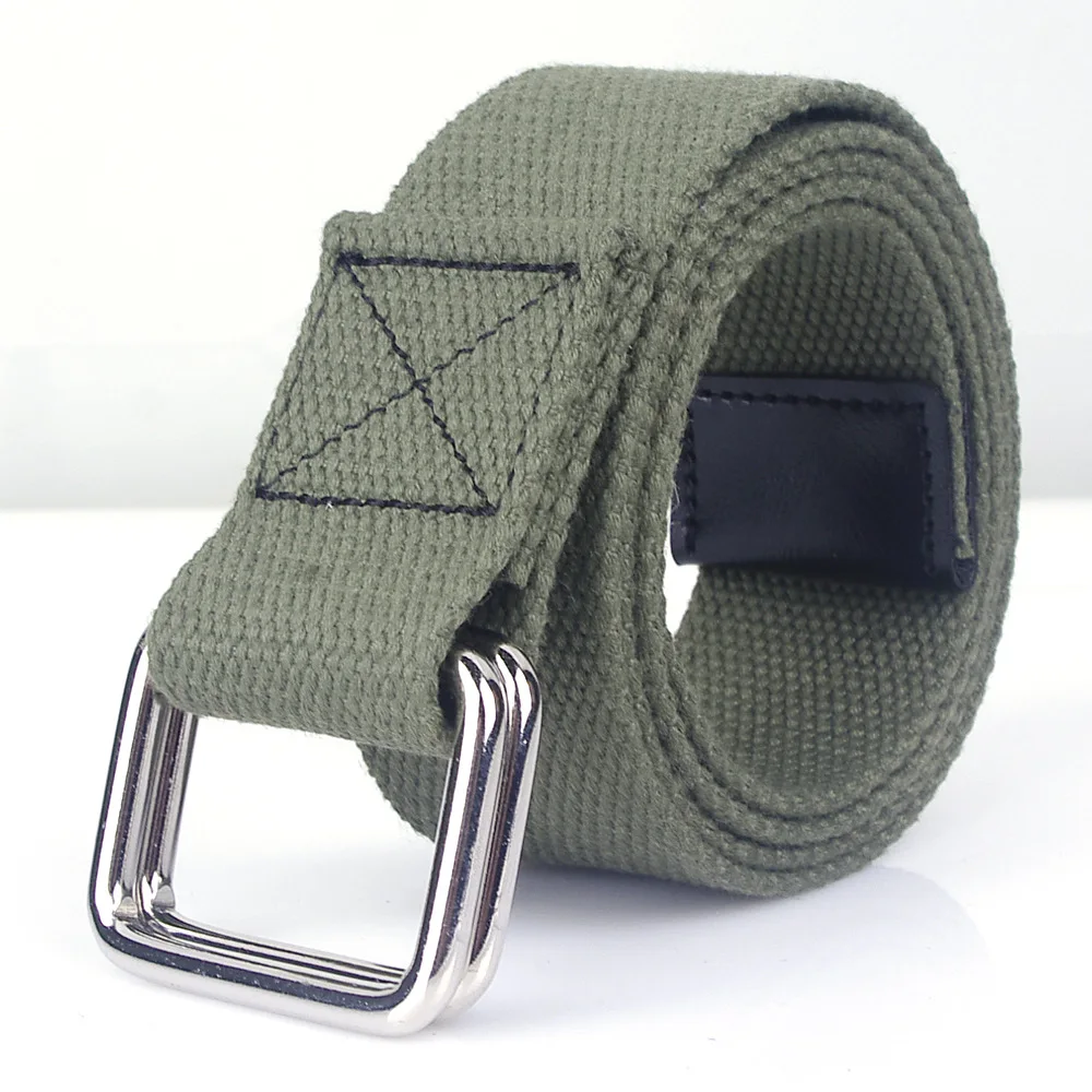 Canvas Web Belt Metal Double Ring Buckle For Men Women Youth Jeans Belts Fashion Outdoor Sport Casual Nylon Waist Belts