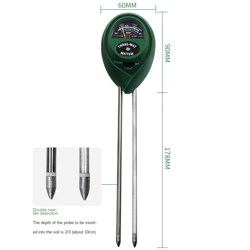 3 In 1 suolo PH Sunlight phmetro Tester giardino sensore di umidità del suolo misuratore di fiori piante acidità umidità PH Monitor Detector