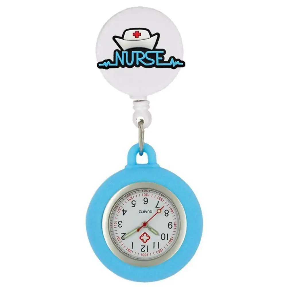 Cute Cartoon FOB Pocket Watches Retractable Silicone Clip Badge Reel Simple Design Fashion Accessories Hang Clock Mens