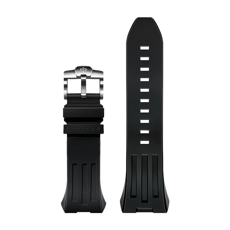 Poniger Original Rubber Strap Pin Buckle 22mm Black White Strap