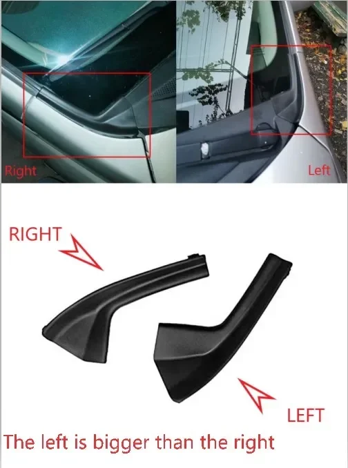2pcs For Nissan Tiida 05-10 Clip-on Front Windshield Lower Corners Foil Board Decorative TPE Outer Grille Cover Car Accessories